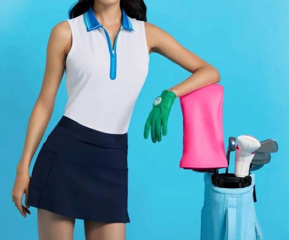 NEW G/FORE rib collar tech piqué sleeveless polo in lisbon